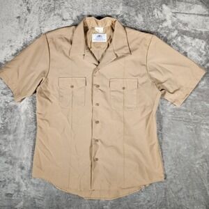 DSCP Service Shirt Mens XL Khaki Excellent Athletic Fit Short Sleeve Poly Wool